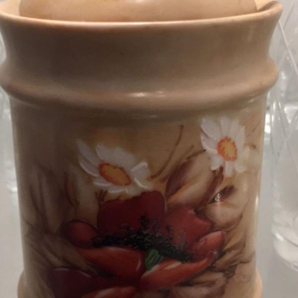 porta mel, açúcar ou molho em cerâmica pintada à mão