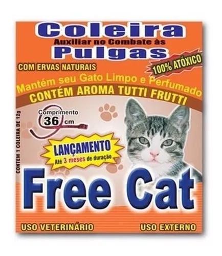 Kit 3 Coleiras Anti Pulgas Free Cat 36cm Para Gatos