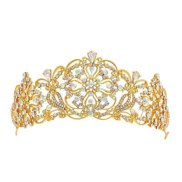 coroa tiara porta coque dourado para penteado festa