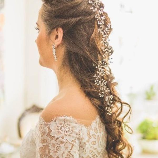 fio para penteado de noiva com pérolas e cristais