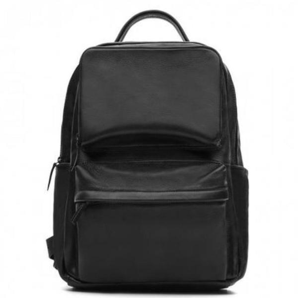 mochila abaco backpack preta couro legítimo marca louie