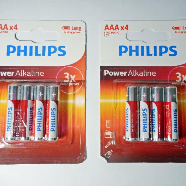 2 cartela 4 pilha aaa palito philips power alkaline