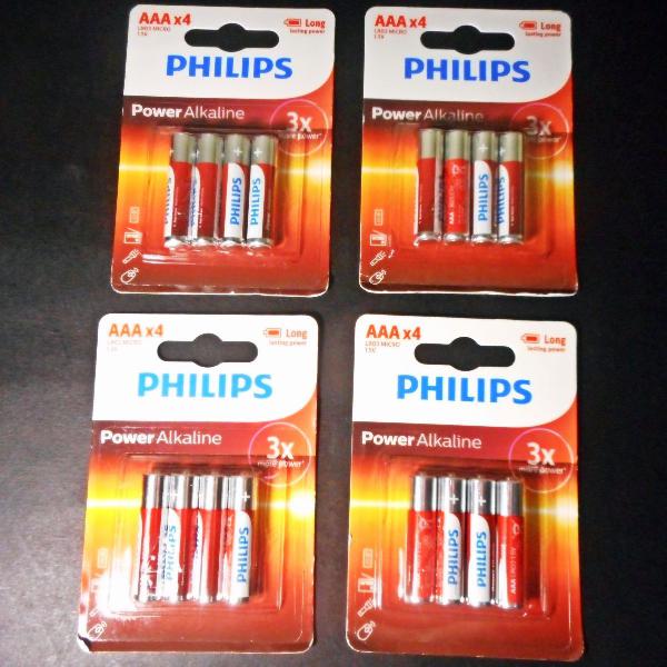 4 cartela 4 pilha aaa palito philips power alkaline