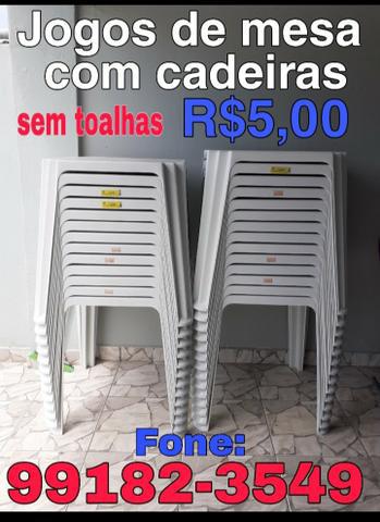 Aluguel de Mesa e Cadeiras sem toalhas R$5,00