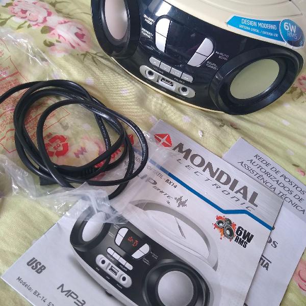 Rádio Portátil Mondial Bx-14 com CD Player FM USB Fone e