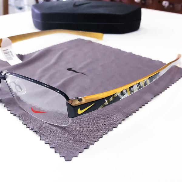 armação óculos nike 8073 016 metal preto amarelo