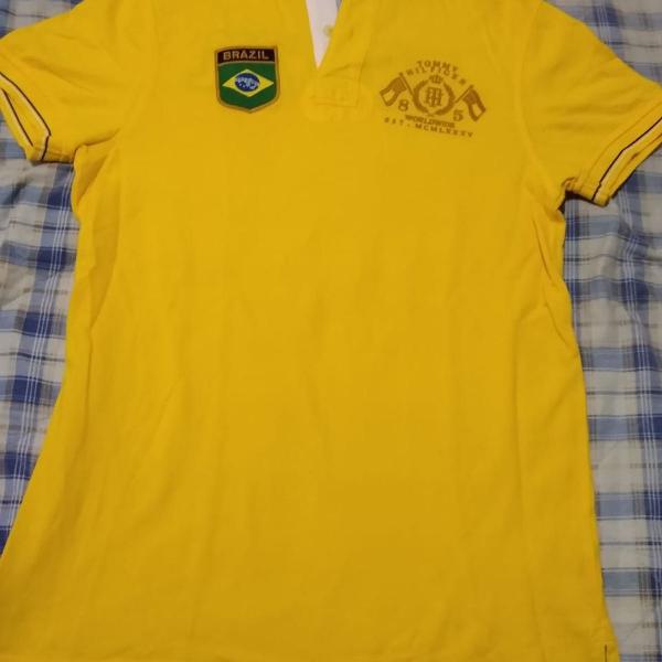 camiseta polo amarela tommy hilfiger