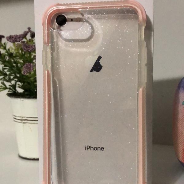 capa iphone 7/8 transparente glitter