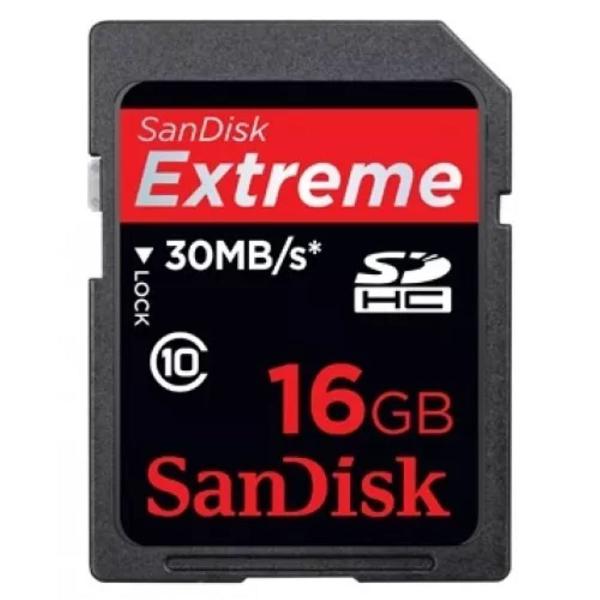 cartão de memória sandisk extreme sdhc 16gb 30mb/s class