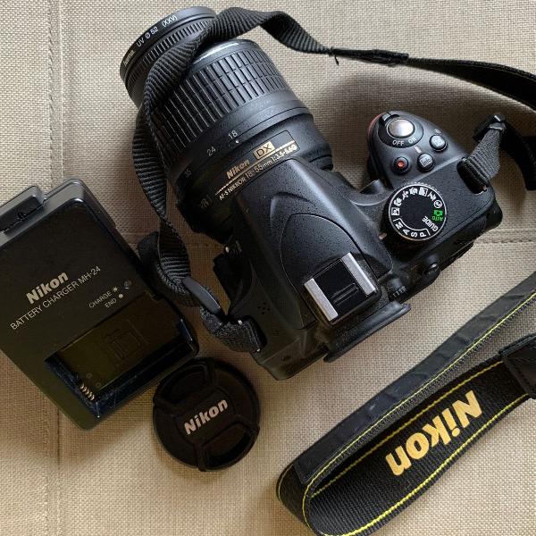 câmera fotográfica nikon d3200 é lente 18-55
