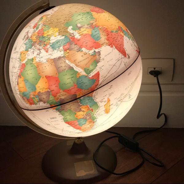 globo geográfico luminoso marco polo 127/220v, italiano,