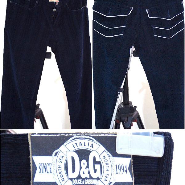 jeans d&amp;g navy, em veludo azul marinho