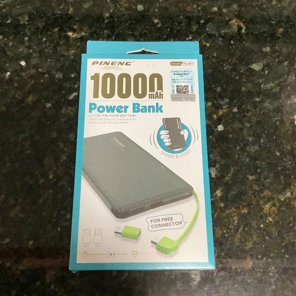 novo carregador portatil power bank original pineng 10000mah