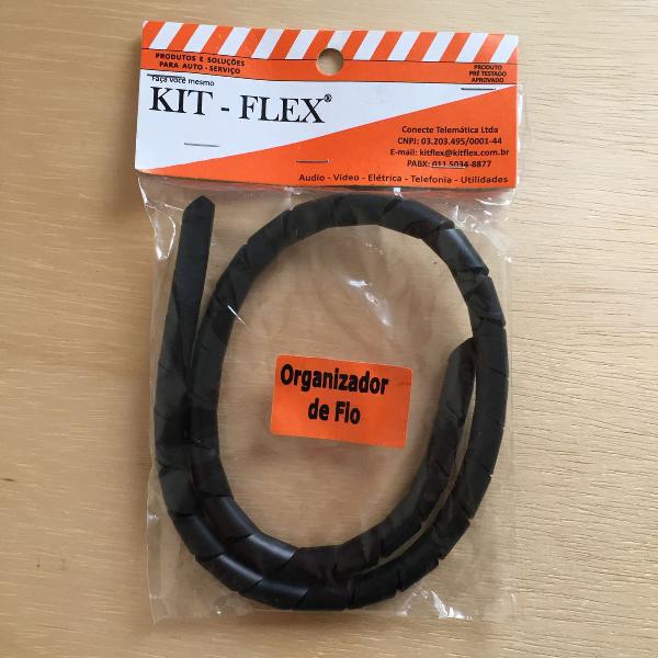 organizador de fios espiral 1/2" 1 metro preto kit-flex