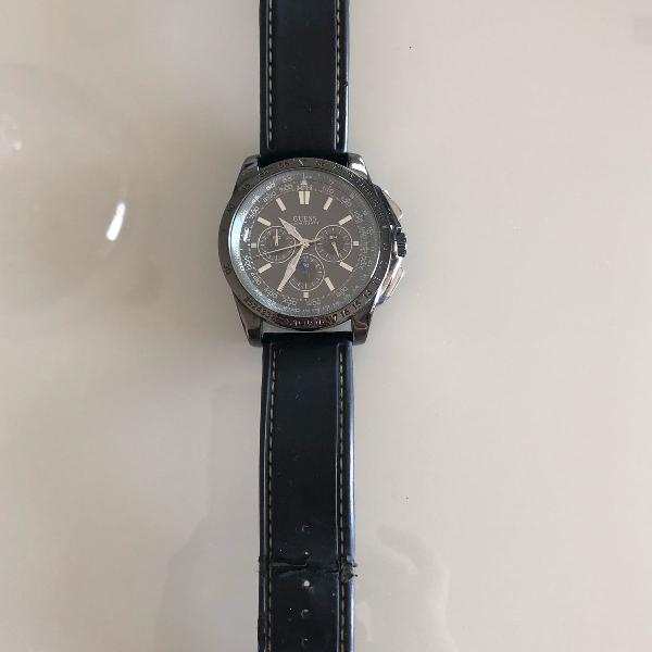 relógio masculino guess pulseira de couro