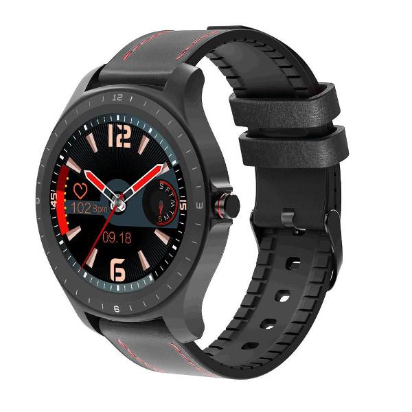 relógio smartwatch blitzwolf bw-hl2 bluetooth couro preto
