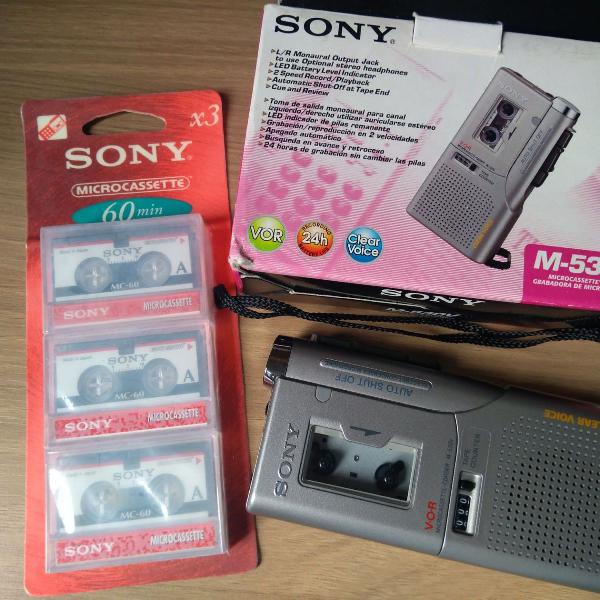 sony microcassette recorder (gravador) + 3 microcassettes