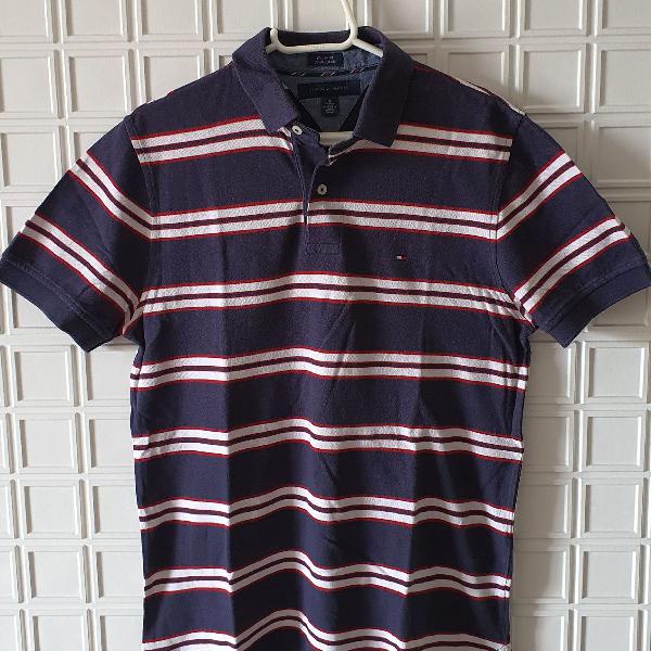 tommy hilfigher polo listrada, original, masculina, tam. m