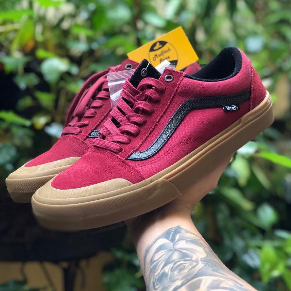 vans old skool pro bmx biking rd/gum tamanho 42br original