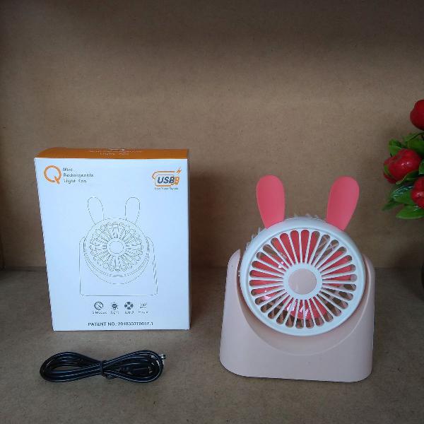 Mini ventilador de mesa com luminaria carregavel USB