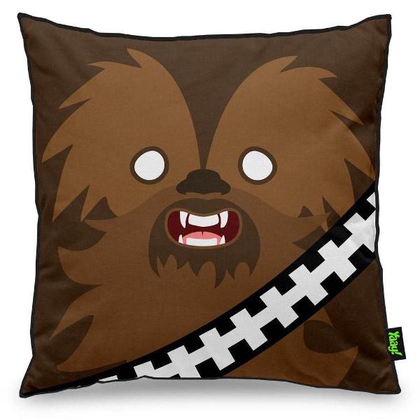 almofada geek side faces - chill bacca - 40 x 40 cm