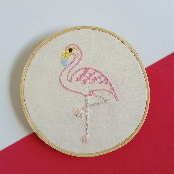 bastidor bordado flamingo