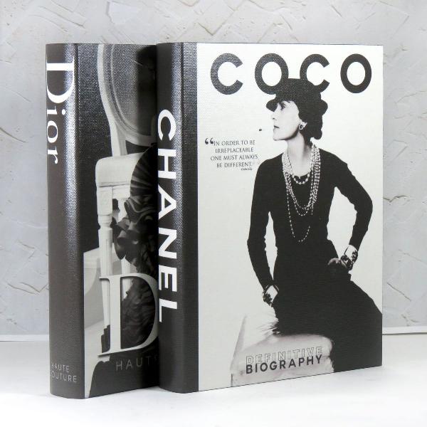 conj 2 livros caixa decorativo estampa marcas famosas moda