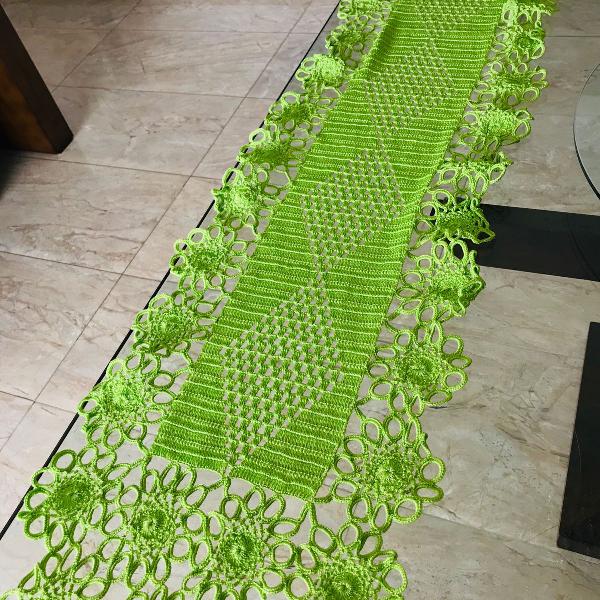 conjunto kit caminhos de mesa crochê