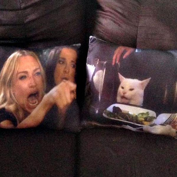duas almofadas gato vegano