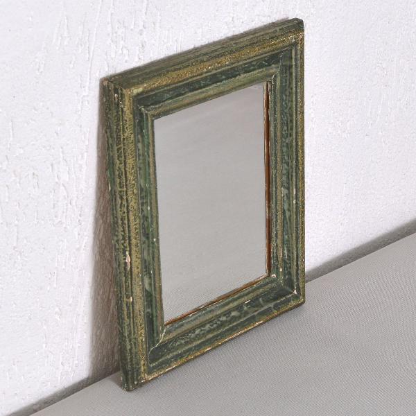 espelho quadrado moldura verde resina trabalhada
