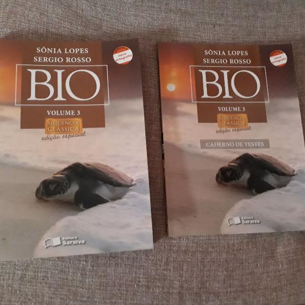 livro bio - volume 3 - com cd + caderno de testes - novo