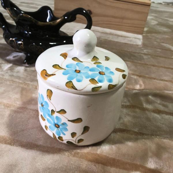 pote vaso em cerâmica pintado à mão antigo decorativo