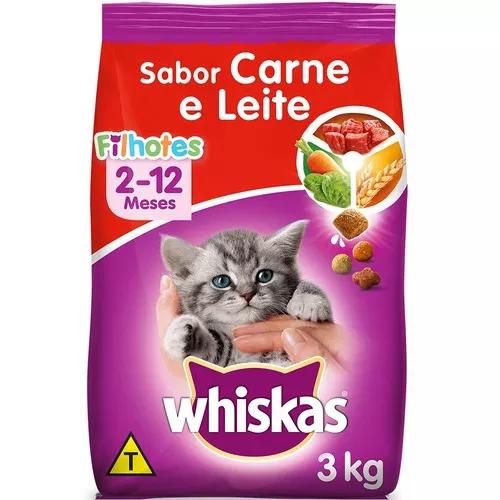 Ração Whiskas Carne E Leite Para Gatos Filhotes - 3 Kg