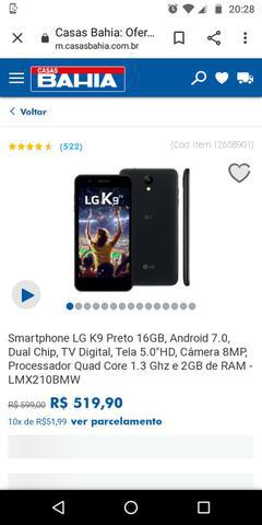 Vendo smartphone LG k9 tv lacrado