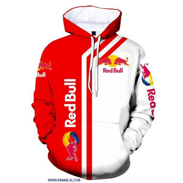 blusa moletom red bull branco e vermelho