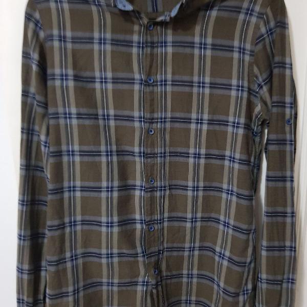 camisa alfaiataria xadrez manga comprida 100 %algodão usada