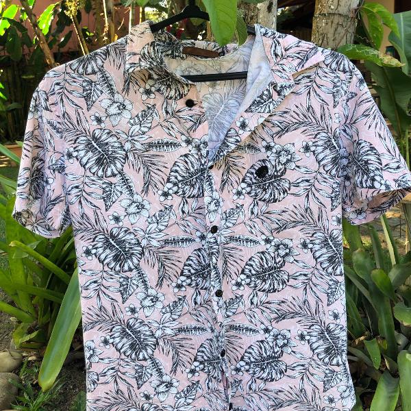 camisa floral masculina rosa tropicus