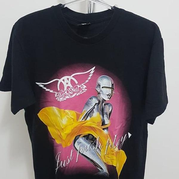 camiseta masculina aerosmith 100% algodão