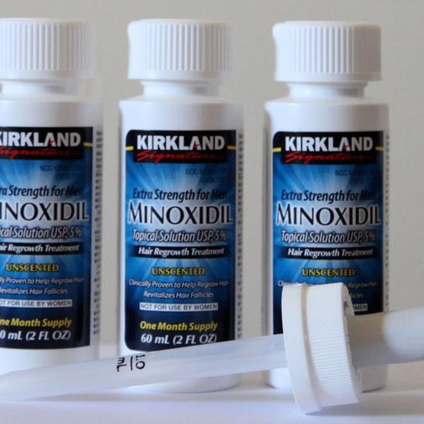 minoxidil kirkland p/ barba e cabelo (kit c/ 3 frascos)