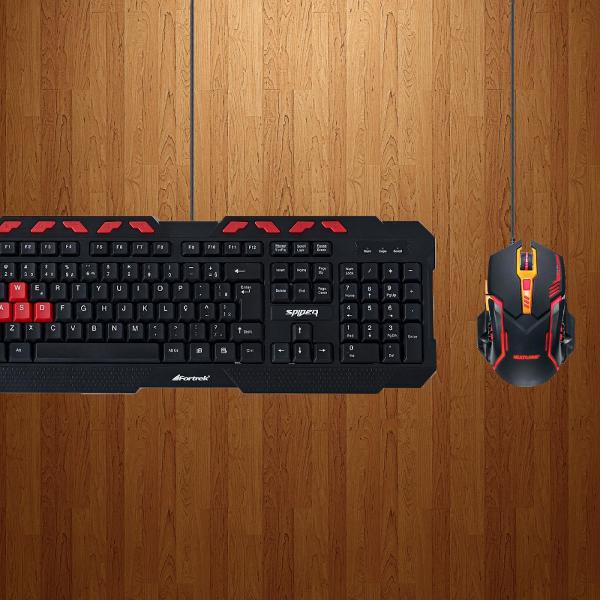 teclado gamer fortek spider + mouse gamer multilaser mo270