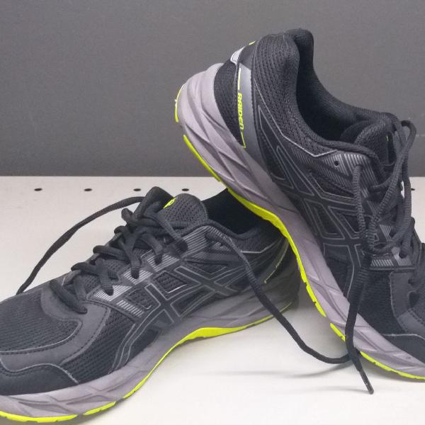 tênis asics raiden preto cinza neon 38