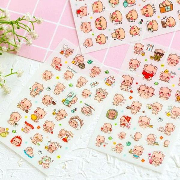 adesivos para planner - pink piglet