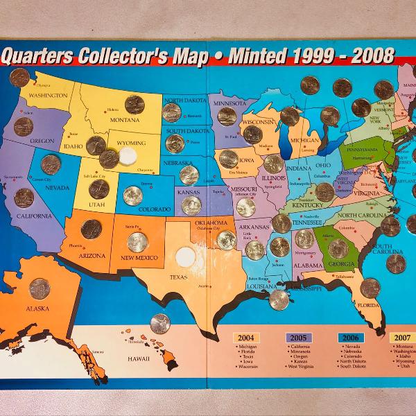 coleção quarters estados americanos com álbum