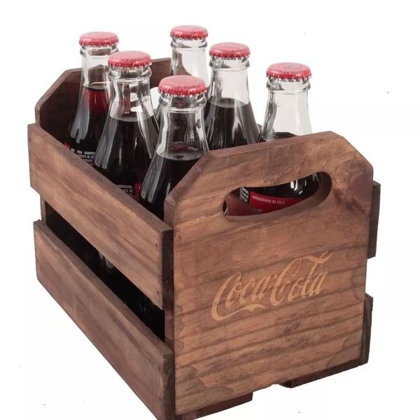 expositor de coleção coca cola para 6 garrafas - caixa