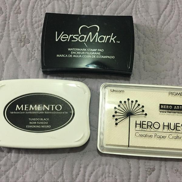 kit de carimbeiras - versa fine, memento preta e hero hues