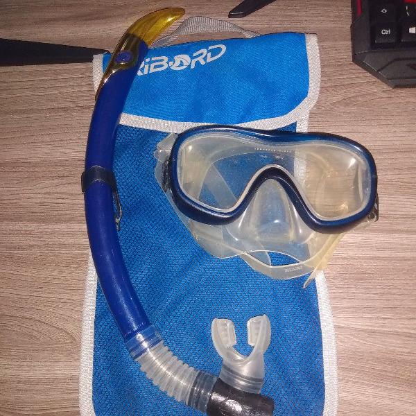 kit mergulho profissional com valvula anti afogamento e
