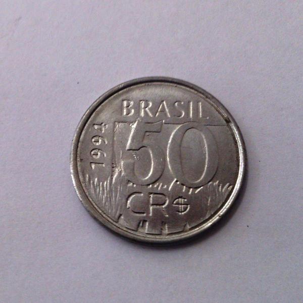 moeda brasil 50 cruzeiros reais ano 1994
