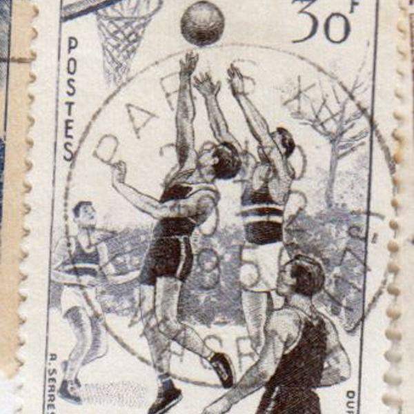 selo antigo selo antigo frança basket-ball 30f 1941 á 1960