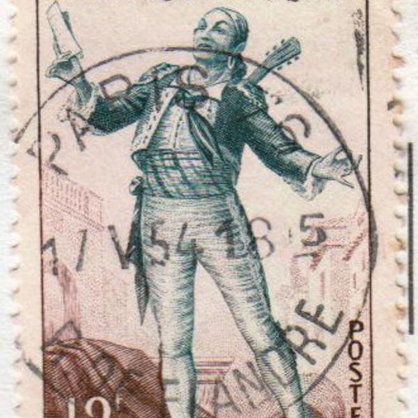 selo postal antigo frança 1953 - teatro
