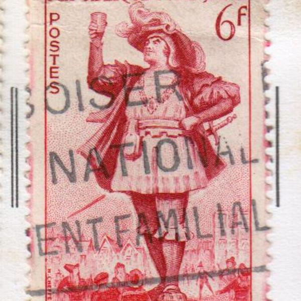 selo postal antigo frança - 1953, teatro, gargantua